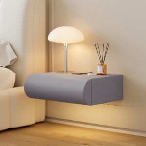 Humply Floating Smart Nightstand 1 Drawer Bedside Table in White