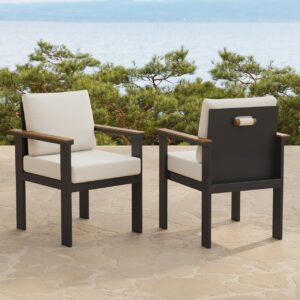 Tevara 2 PCS Teak & Aluminum Outdoor Dining Chair with Cushion