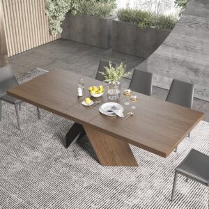 2000mm-2400mm Farmhouse Extendable Walnut Dining Table Seats 6-10