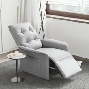 Leather Power Recliner Accent Chair with Side Pocket