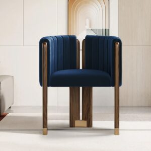 Velvet Fluted Upholstered Accent Chair with Wood Frame