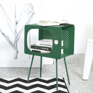 Stert Modern End Table in Television Shape Hollow Side Table in Fresh Green
