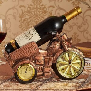 Motorcycle & Clock Wine Rack Decorative Countertop Wine Bottle Holder