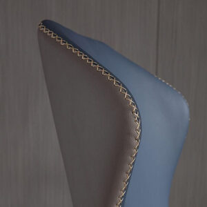 Modern Leather Dining Chairs Set of 2, Wingback Side Chairs, Blue & Gray