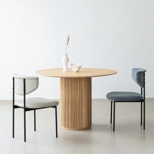 39" Round Wood Dining Table - Japandi Style Seats 4