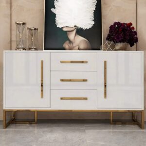 Stovf White Modern 59" Wood Sideboard with Drawers Kitchen Buffet Cabinet