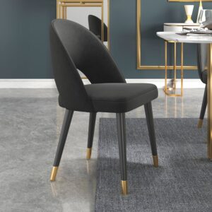 Modern Upholstered Black Dining Chair Velvet Side Chairs 6-Pieces