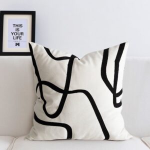Modern Black Stripe Decorative Throw Pillow Cover Cushion Cover Protector 450mm x 450mm