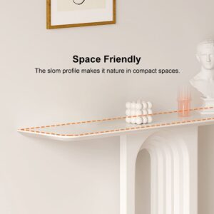 1200mm Modern Narrow Wood White Console Table with Geometric Pedestal Hallway Table