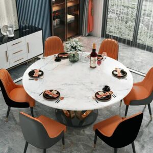 Round Dining Table Modern Dining Table 59.1" Faux Marble Top | homary