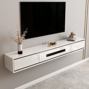 1800mm White TV Stand Unit Postmodern Minimalist Floating Media Console with Storage