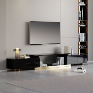 Modern TV Stand, Extendable Media Console with Storage in Black (63"-95")