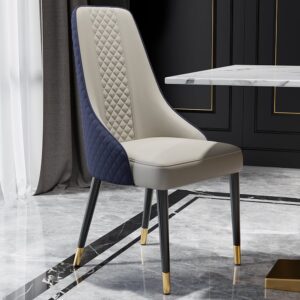 Diamic 6-Piece Modern Blue Upholstered Dining Chair Faux Leather High Back Chair