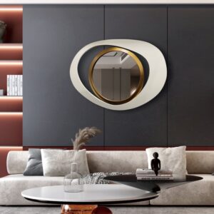 White & Gold Abstract Geometry Wall Mirror Decor