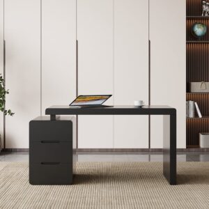 Mular Black 3-Drawer Writing Desk with Storage for Office & Home (47.2")