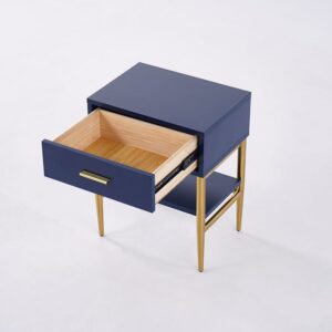 Nordic Blue Nightstand with Drawer & Shelf