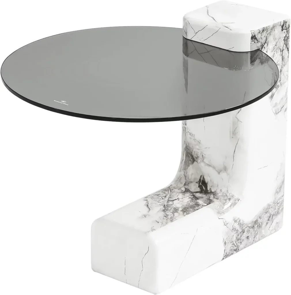 19.69 inch round glass side table