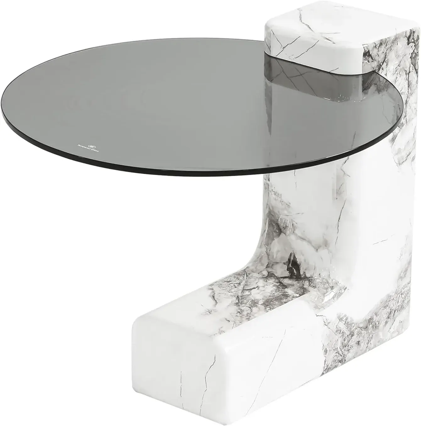 19.69 inch round glass side table