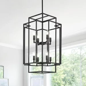 8 Light Layered Pendant Lighting, 31.5″ Modern Rustic Chandelier for Entryway, Dining Room, Foyer, Living Room