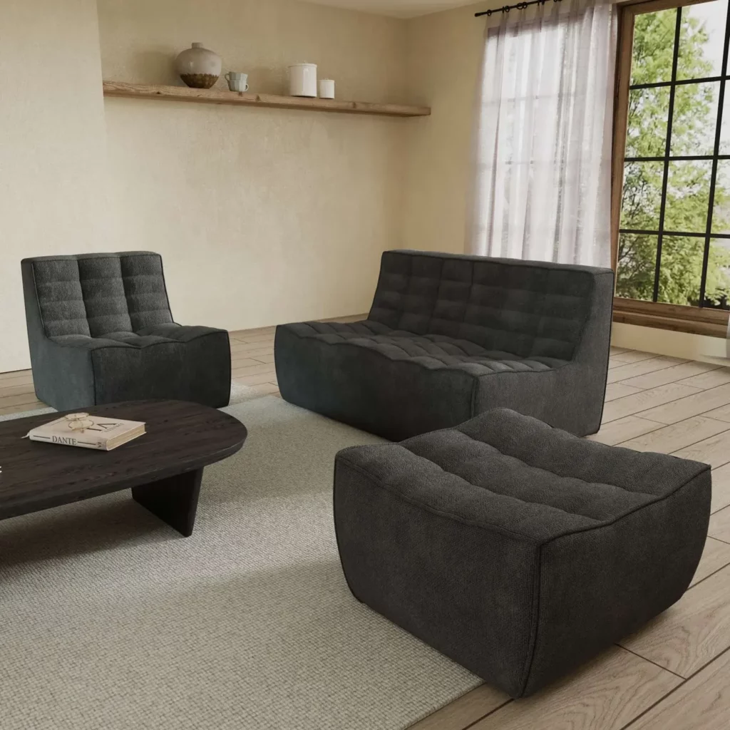 Caterpillar Waffle Sofa – Luxury 3-Piece Modular Set