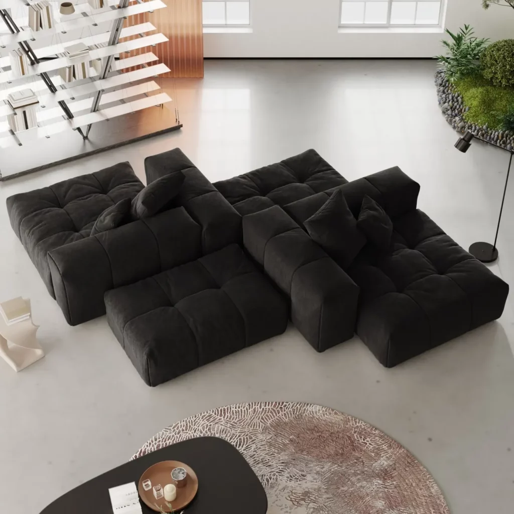 Pixel Classic 4-Piece Black Modular Sectional Sofa Set