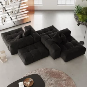 Pixel Classic 4-Piece Black Modular Sectional Sofa Set