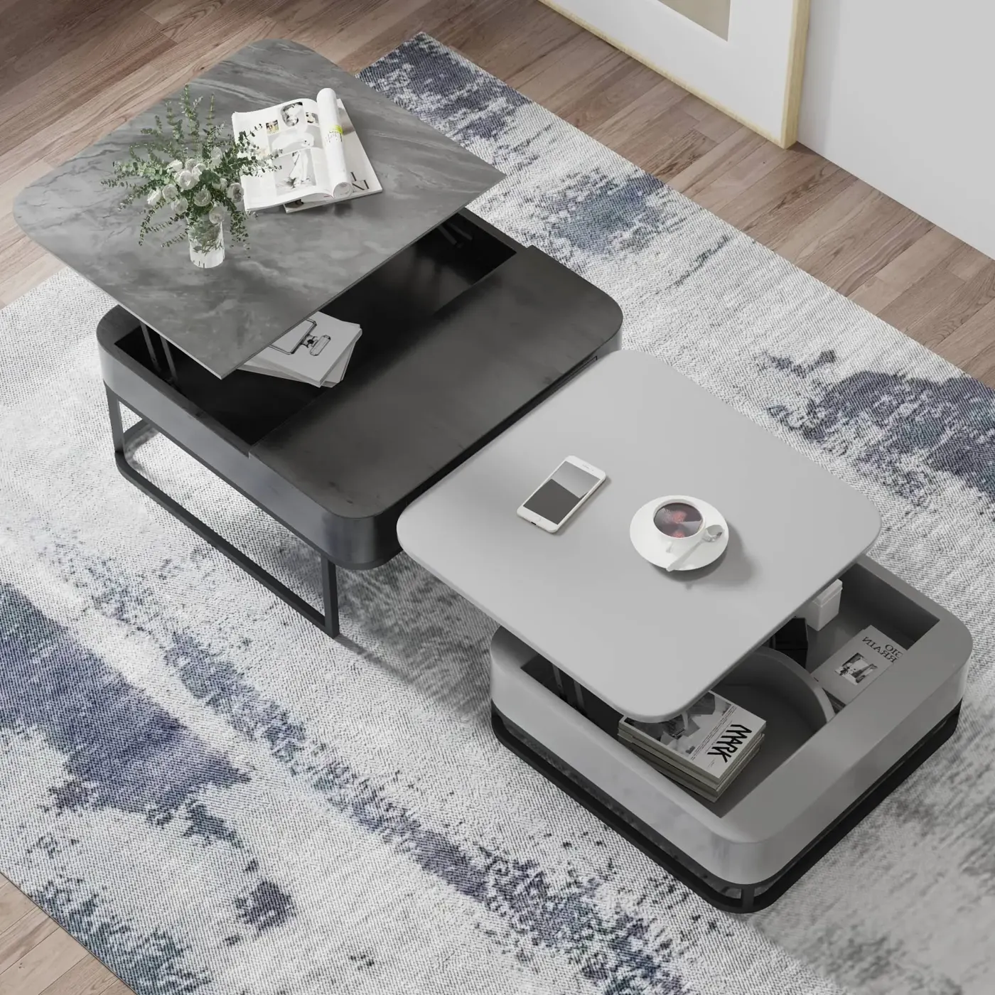 Square Dual Lift Top Coffee Table with Storage