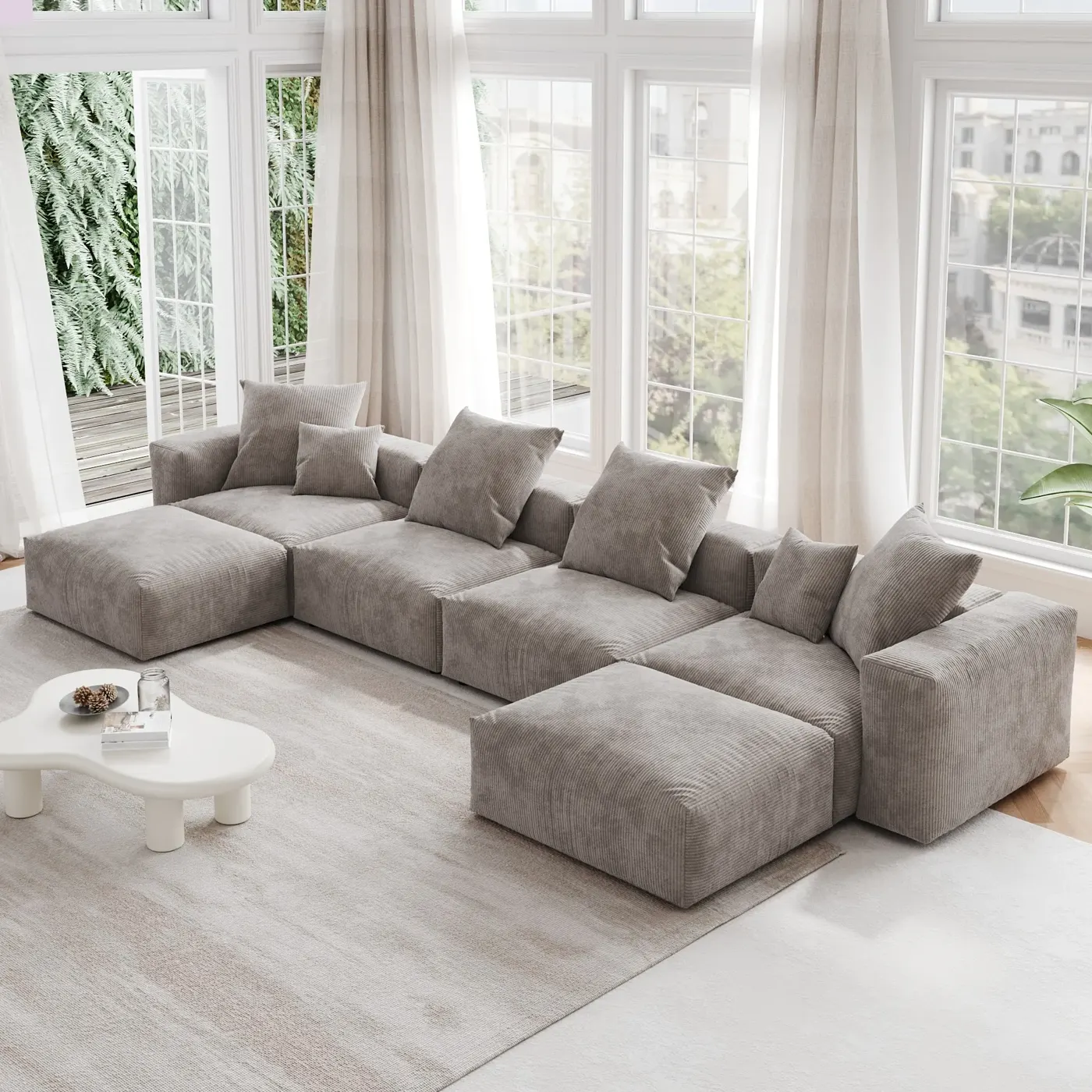 U-Shaped 6-Seater Sofa – Luxury Modular Seating Solution