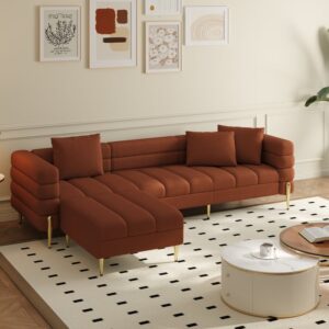 Axial 91" Boucle 3-Seat Chaise Sofa with Ottomans