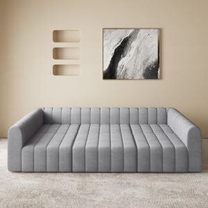 Grey Velvet Modular Pit Sectional Sofa Set Convertible 6-Seater Upholstered