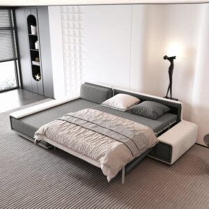 Doart 2750mm Cotton & Linen Convertible Sleeper Sofa Modular Corner L-Shaped 4-Seater