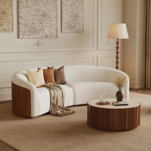 Aura 109" 2-Piece Chenille Upholstered Curved Sectional Sofa