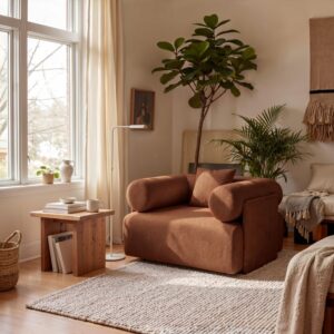 Serene Modern Rust Velvet Lounge Accent Chair