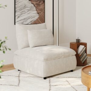 36" Chenille Slipper Accent Chair with Hidden Storage & Removable Backrest