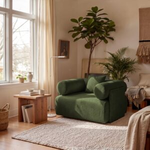 Serene Modern Green Velvet Lounge Accent Chair