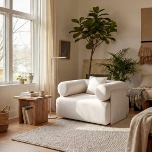 Serene Modern White Velvet Lounge Accent Chair