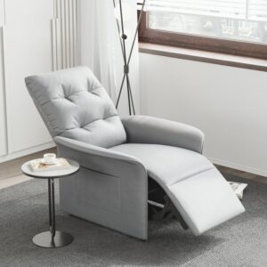 Leather Power Recliner Accent Chair with Side Pocket