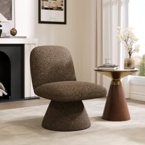 18" Performance Boucle Upholstered Swivel Slipper Accent Chair