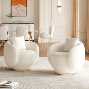 Suncurve Faux Leather Swivel Sloped Barrel Accent Chair Set of 2