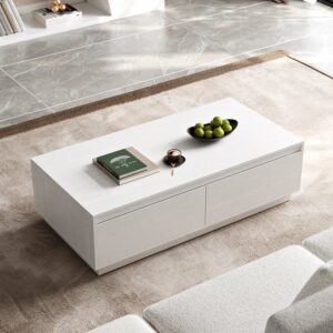 47.2" Mid Century Rectangular White Block Coffee Table