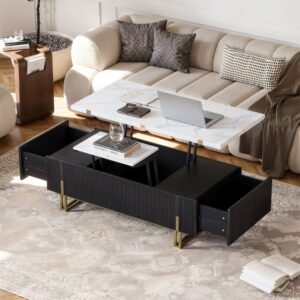 Grovyn 47.2" Fluted  Lift-Top Coffee Table with 2 Drawers