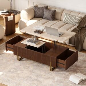 Grovyn 47.2" Fluted  Lift-Top Coffee Table with 2 Drawers