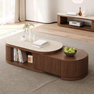 Velar 47"-67" Extendable Sintered Stone Top Coffee Table with Storage