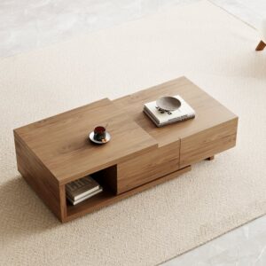 Quoint Walnut Extendable Coffee Table with 2 Drawers(1200mm-1750mm)