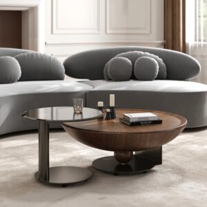 Nesting Coffee Table Set of 2 with Glass Top for Living Room(21.7"&35.4")