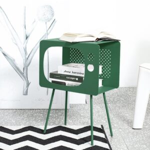 Stert Modern End Table in Television Shape Hollow Side Table in Fresh Green