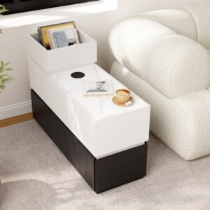 Sintered Stone Top Narrow Smart Side Table with Storage