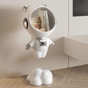 Modern Astronaut Side Table with Storage, Resin Figurine End Table for Living Room