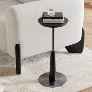 Round Mid-Century Modern Cocktail Table Black Side Table