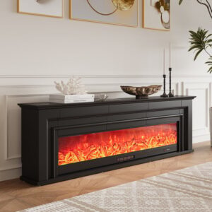 79'' Electric Fireplace TV Stand Modern Black Media Console with Remote Control